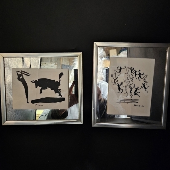 Vintage mirror art with signed Picasso serigraphs on tiles - Picture 2 of 14